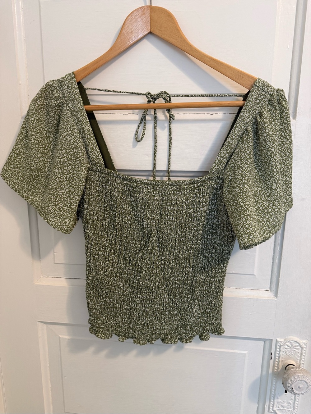 Smocked Square-Neck Top